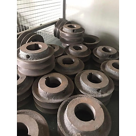 BuLy Gang 100mm 2 Rãnh B lỗ trục 24 - 28 - 38 Bánh Xe Cao Su BL100/2B