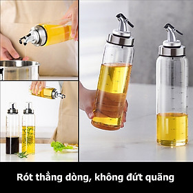 Bình đựng dầu ăn 500ml Thông Minh, đựng nước chấm, nước tương, giấm, sữa, cocktail pha chế  - Công Nghệ Dòng Chảy Liên Tục – Không đứt quãng, Không rò rỉ