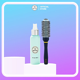 Combo xịt tạo phồng, lược tròn tạo kiểu BRITISHM sea salt spray & BRITISH M Hot Curling Ceramic Brush 33mm