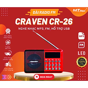 Mua Đài Radion FM Craven CR26 Nghe Nhạc MP3  Nghe Đài  Tích Hợp Đèn Led  HÀNG CHÍNH HÃNG