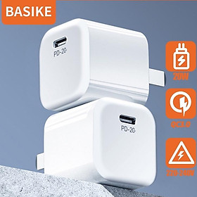 Bộ Sạc Nhanh USB-C 20W BASIKE AT55P Hỗ Trợ Sạc Nhanh 3.0 Cổng Type