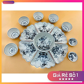 Mua Bộ bát đĩa sứ  bộ đồ ăn mặt trời hoa sen đen tuyền cao cấp Bát Tràng