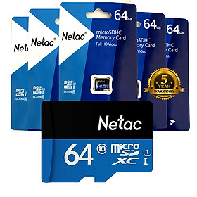 Mua Combo 05 Thẻ Nhớ 64G MicroSD NETAC Class 10  - Hàng chính hãng.