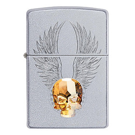 Bật Lửa Zippo 49034 – Zippo Gold Skull Design Swarovski Satin Chrome