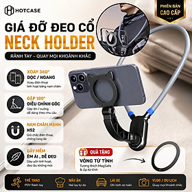 Giá Đỡ Đeo Cổ hộ trợ quay video POV, Vlog hiệu HOTCASE Neck Holder Magnetic N52, Dây Mềm Êm Ái, Gập 180° Chỉnh Góc Rảnh Tay cho iphone Samsung - Hàng nhập khẩu