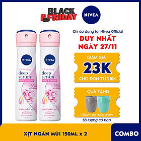 Combo 2 Xịt Serum Ngăn Mùi NIVEA Trắng Mịn Hương Hoa Hồng Hokkaido (150ml) - 85304