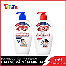 COMBO 2 chai nước rửa tay Lifebuoy Xanh/Đỏ 450g