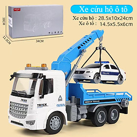 Đồ chơi xe cứu hộ ô tô KAVY PF0754 có rơ móc xoay chuyển kèm nhạc và đèn chạy đà - Màu xanh