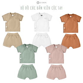 Le coon | bộ đồ cúc bấm viền cộc tay | cool | 0 tháng-3 tuổi