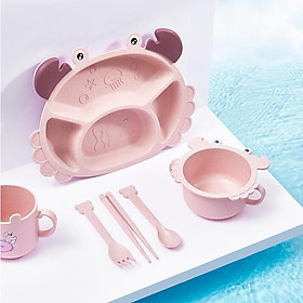 Mua Set Khay Ăn Dặm Lúa Mạch Cho Bé Hình Cua Và Vịt Đáng Yêu