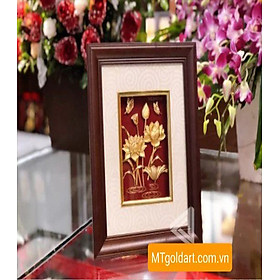 Tranh hoa sen dát vàng (22x27cm) MT Gold Art- Hàng chính hãng, trang trí nhà cửa, phòng làm việc, quà tặng sếp, đối tác, khách hàng, tân gia, khai trương 