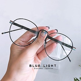 Gọng Kính Cận, Kính Giả Cận Nam Nữ Mắt Tròn Gọng Đen Càng Kính Thiết Kế 3 Màu Hàn Quốc - BLUE LIGHT SHOP