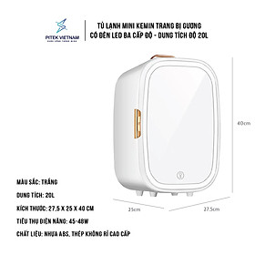 Mua Tủ lạnh mini đựng mĩ phẩm trang bị gương có đèn led 3 cấp độ dunh tích 20L - Pitek