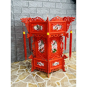 Mua đèn lồng nhựa giả gỗ lục giác 6 cạnh in hoa văn nhiều size (sỉ lẻ)