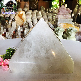 Mua Kim tự tháp đá thạch anh trắng tự nhiên phong thủy T473 nặng 1.08kg kích thước 10.5x10 (cm) – vật phẩm phong thủy may mắn