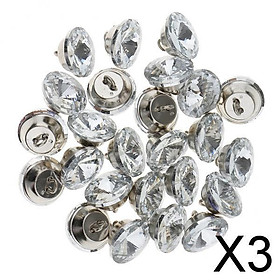 3x25 Piece Crystal Button for Sofa Headboard Upholstery Decoration 18mm Silver