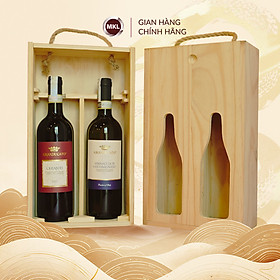 Set rượu vang đỏ Granducato Chianti DOCG và rượu vang trắng Vernaccia Vernaccia Di San Gimignano by Bersano kèm hộp gỗ thông đôi nắp trượt