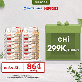 Combo 12 Gói Khăn Ướt Huggies Cacao và Bơ Hạt Mỡ (72 Miếng/ Gói)
