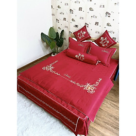 Set Chăn Ga Gối Cưới Cotton Lụa