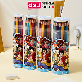 Hình ảnh Bút chì màu dạng cốc One piece Deli - Bút chì gỗ khô tự nhiên an toàn vẽ tranh tô màu - 12/24/36/48 màu - CC119