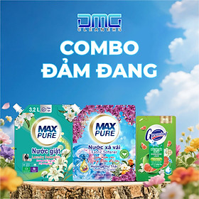Combo Đảm Đang: 1 Túi Nước Giặt 3,2L Hương Lily Hy Lạp + 1Túi Nước Xả 3L Hương Thư Thái + 1 Túi Nước Rửa Chén Bát 200ml Hương Chanh Đào
