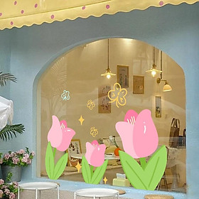Mua HÌNH DÁNTULIP CUTE TRANG TRÍ GƯƠNG CỬA HÀNG CUTE