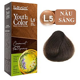Nâu Cà Phê(Nâu Sáng L5) - Kem Nhuộm Dưỡng Tóc Phủ Bạc Lavox Youth&Color L5 - Màu Nâu Cà Phê (Mẫu Cũ Nâu Sáng)