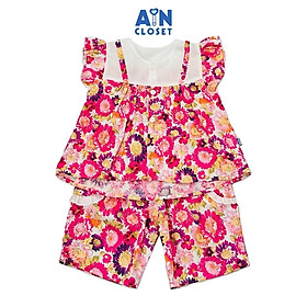 Bộ quần áo lửng bé gái họa tiết Cúc Đà Lạt cotton - AICDBGWBULGX - AIN Closet