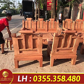 bộ bàn ghế âu á cuốn thư gỗ hương đá NEW