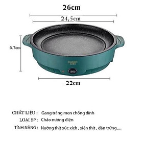 CHẢO ĐIỆN XANH VÂN ĐÁ 26CM, CHIÊN, XÀO, NƯỚNG ĐA NĂNG