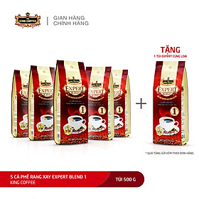 Hình ảnh Combo 5 Cà Phê Rang Xay Expert Blend 1 KING COFFEE - Túi 500g + tặng 1 túi Expert cùng loại