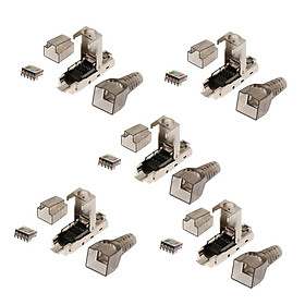 5 x CAT6A RJ45 Network Connector Modular Plugs Shielded Ethernet Connectors