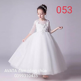 váy công chúa trắng dài váy bé gái thời trang cao cấp tay lỡ (mã 053 )