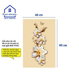 Decal dán tủ lạnh mẫu hoa lan trắng - Chất liệu chống nước, phù hợp với mọi loại tủ
