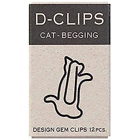 Hộp 12 Kẹp Giấy D-Clip Mini Midori 43351 - Hình Mèo