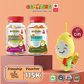 [Voucher 115K] Combo 2 hũ kẹo dẻo dinh dưỡng Gumazing Gummy Vitamin D3 & Canxi + Omega-3 hỗ trợ sức khỏe xương khớp và não bộ dành cho bé