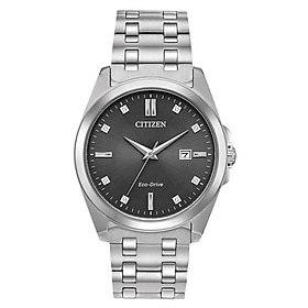 Đồng Hồ Nam Citizen Eco-Drive Đính Kim Cương Dây Thép Không Gỉ BM7100-59H - Mặt Xám (Sapphire)