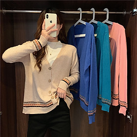 Áo khoác cardigan nữ áo khoác len form rộng đóng cúc HB03