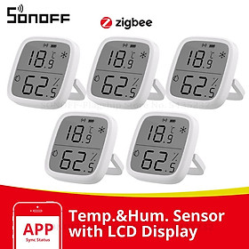 1-5PCS SONOFF SNZB-02D Cảm biến độ ẩm nhiệt độ Zigbee với màn hình LCD Mô-đun giám sát nhà thông minh cho Alexa Google Home