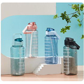  Bình Nước 2L 2000ML Cao Cấp Bình Đựng Nước Có Ống Hút (giao màu ngẫu nhiên)