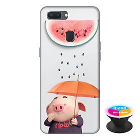 Ốp lưng điện thoại Oppo A5S hình Heo Con Che Nắng tặng kèm giá đỡ điện thoại iCase xinh xắn - Hàng chính hãng