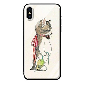 Ốp lưng kính cường lực cho iPhone X Mèo Và Chuột - Hàng chính hãng