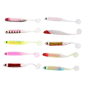 10Pcs T Tail Soft Baits Fishing Lures Kit Worm Lures Artificial Swimbaits Bright Colors