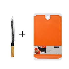 Mua Combo Dao thái/cắt Titanium + 01 Thớt nhựa DKW (size lớn) - Hàng nội địa Nhật Bản