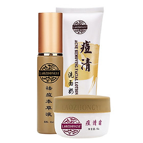 Bộ Thuốc Trị Mụn Cổ Truyền Trung Quốc Unisex (Tuýp Kem Dưỡng Trị Mụn 120g + Hủ Kem 15g + Thảo Dược Trị Mụn 50ml)