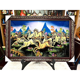 Mua Tranh sơn mài MÃ ĐÁO THÀNH CÔNG đắp nổi mới hàng xuất khẩu 50x80 cm