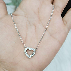 Dây chuyền inox nữ hình trái tim đính xoàn cao cấp không đen
