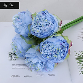 Cành hoa trà mẫu đơn PEONY đại đóa bông lớn 10 cm, cao 32 cm từ lụa trang trí nhà cửa sang trọng
