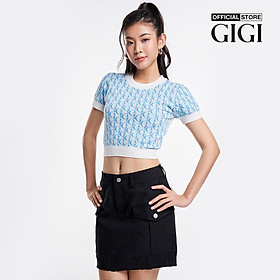 GIGI - Áo dệt kim nữ cổ tròn tay ngắn phom croptop hiện đại G1305K231701