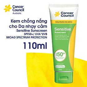 Kem chống nắng cho da nhạy cảm Cancer Council Sensitive SPF 50+/PA++++ 110ml